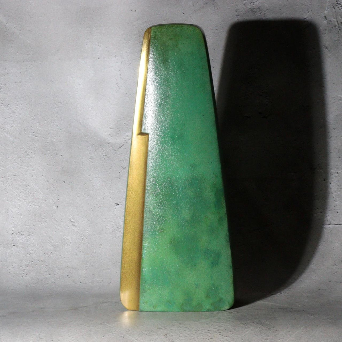 Vintage Japanese Bronze Vase Hassho Neya Churyoku Green Patina with Daiza5