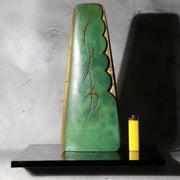 Vintage Japanese Bronze Vase Hassho Neya Churyoku Green Patina with Daiza2