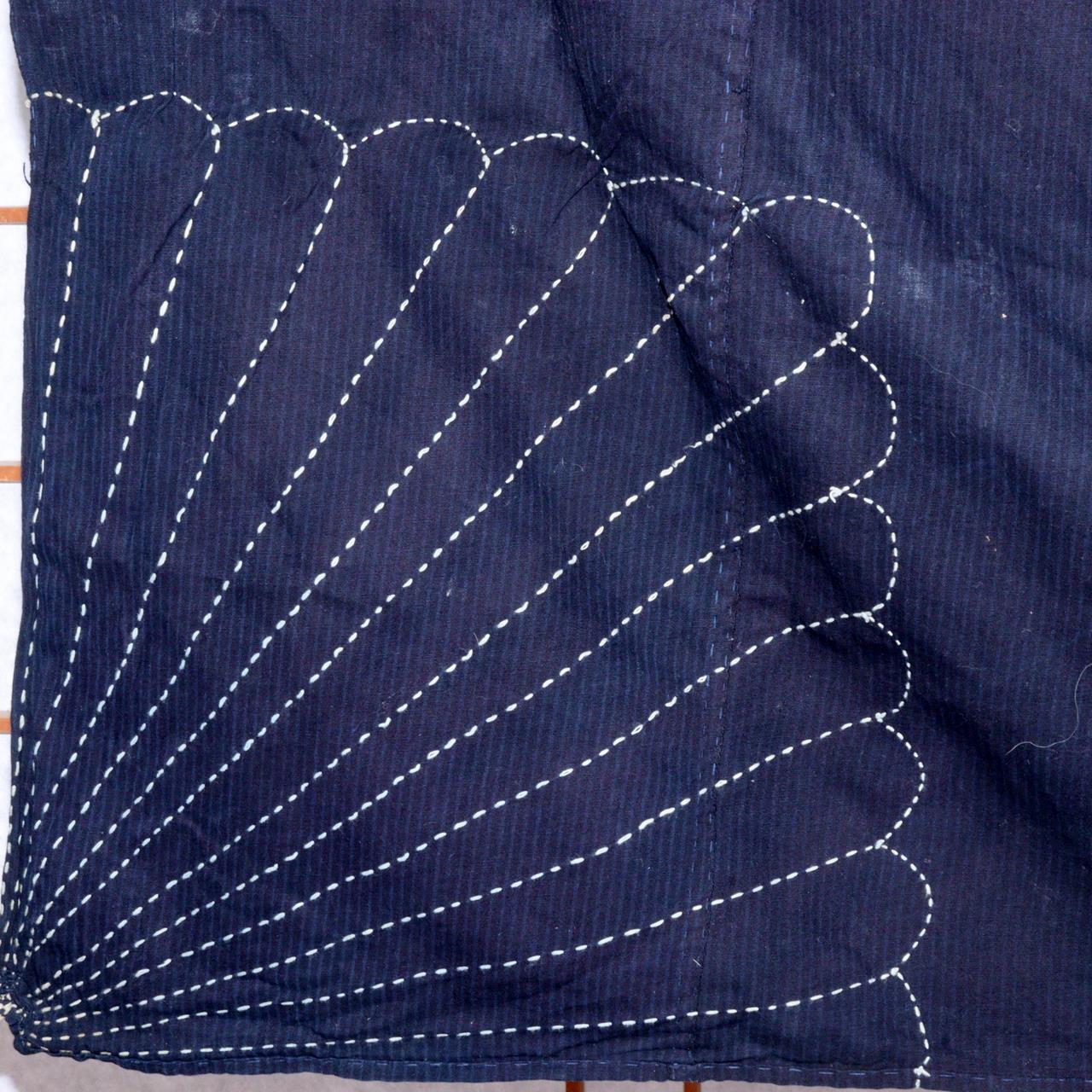 Japanese Fan patterm Vintage Sashiko Fabric Aizome Furoshiki embroidery Boro7