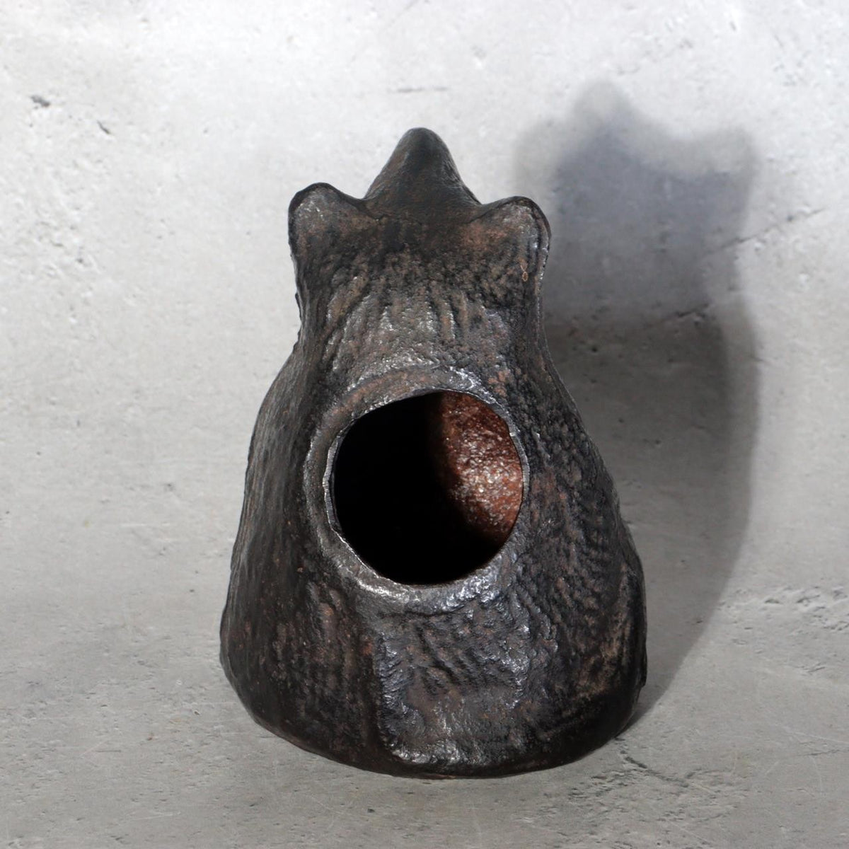 Vintage Japanese Cast Iron Tanuki Raccoon Dog Figurine Incense Burner BOSa744