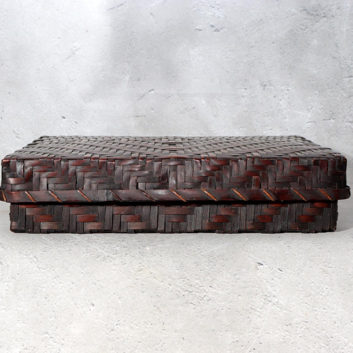 Vintage Japanese Bamboo Woven Rectangular Deep Box Geometric Pattern6
