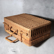 Vintage Japanese Bamboo Woven Basket Trunk Suitcase Bag1