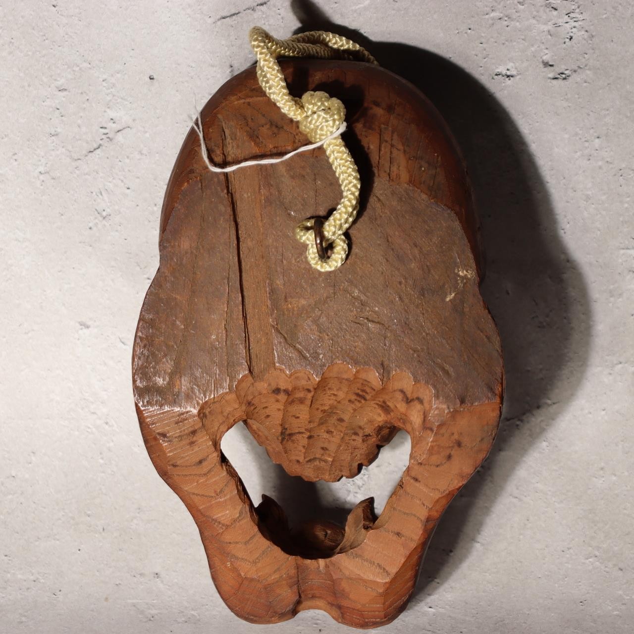 Japanese Antique Wooden Mask Hannya Wall Decor Hardwood Detachable Horns 700g3