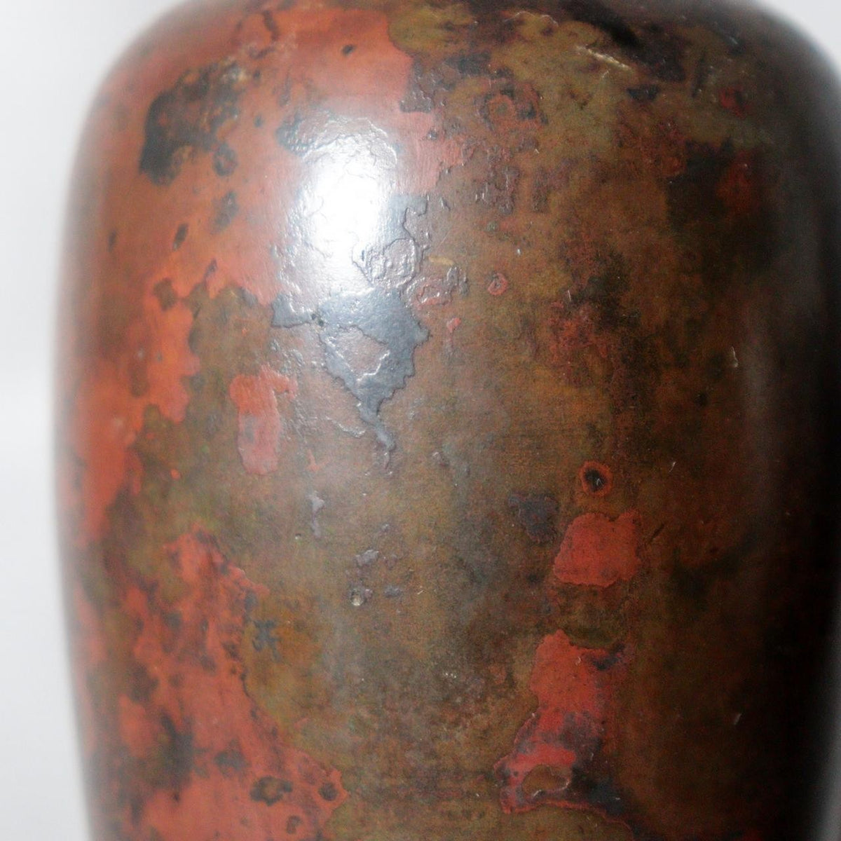 Vintage Japanese Copper Vase Small Mottled Purple Red Patina9