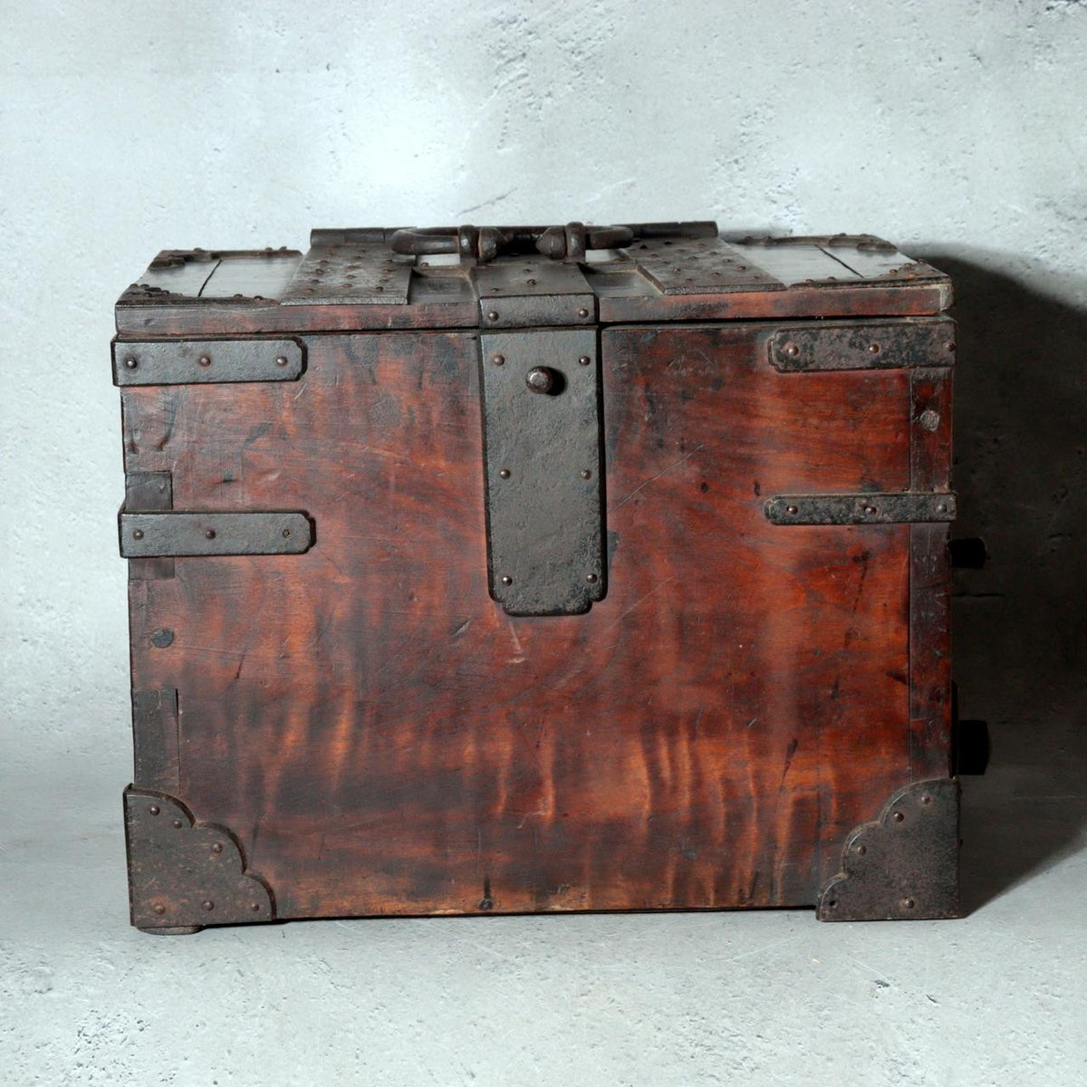Antique Japanese Kake-Suzuri Keyaki Wood Calligraphy Writing Box Iron Hardware4