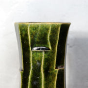 Japanese Vintage Oribe Ware Vase Kita Gama Kiln Abstract Forest Design 24cm8