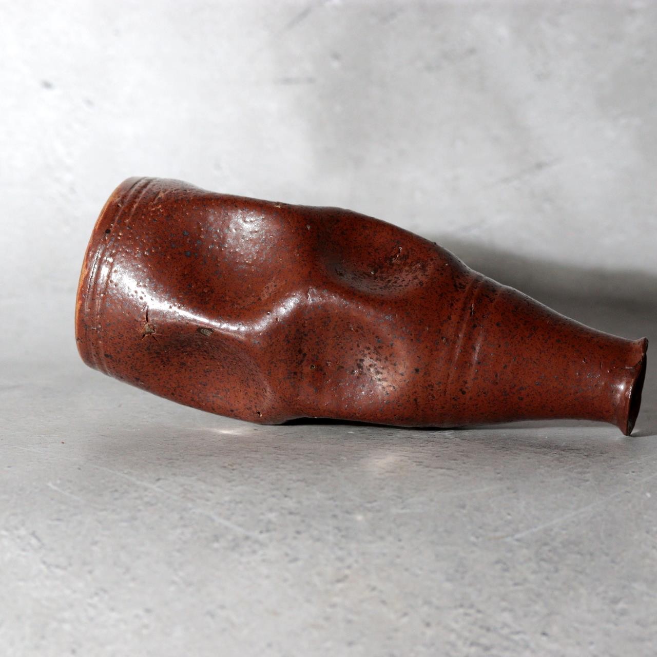 Late Edo Japanese Tamba Ware Kurikawa-Glazed Faceted Tokkuri Sake Bottle with Bo5