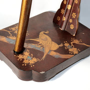 Vintage Japanese Sword Stand Katana Kake Makie Lacquer Phoenix Motif3