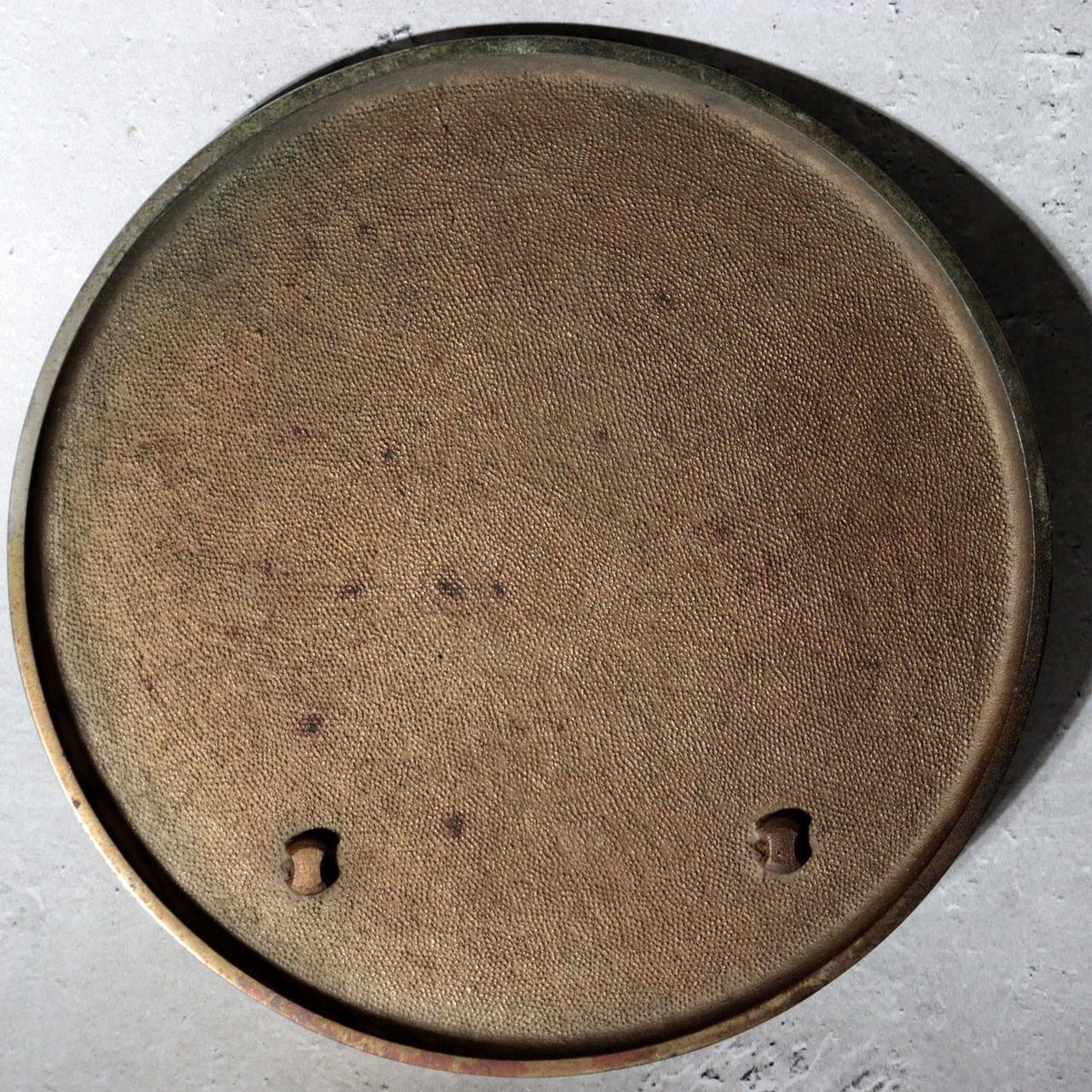 Antique Japanese Shinto Shrine Bronze Mirror Shinkyo Wooden Stand BOSa667