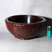 Vintage Large Japanese Aizu Lacquerware Wood Bowl  Mottled Red & Black 29cm1