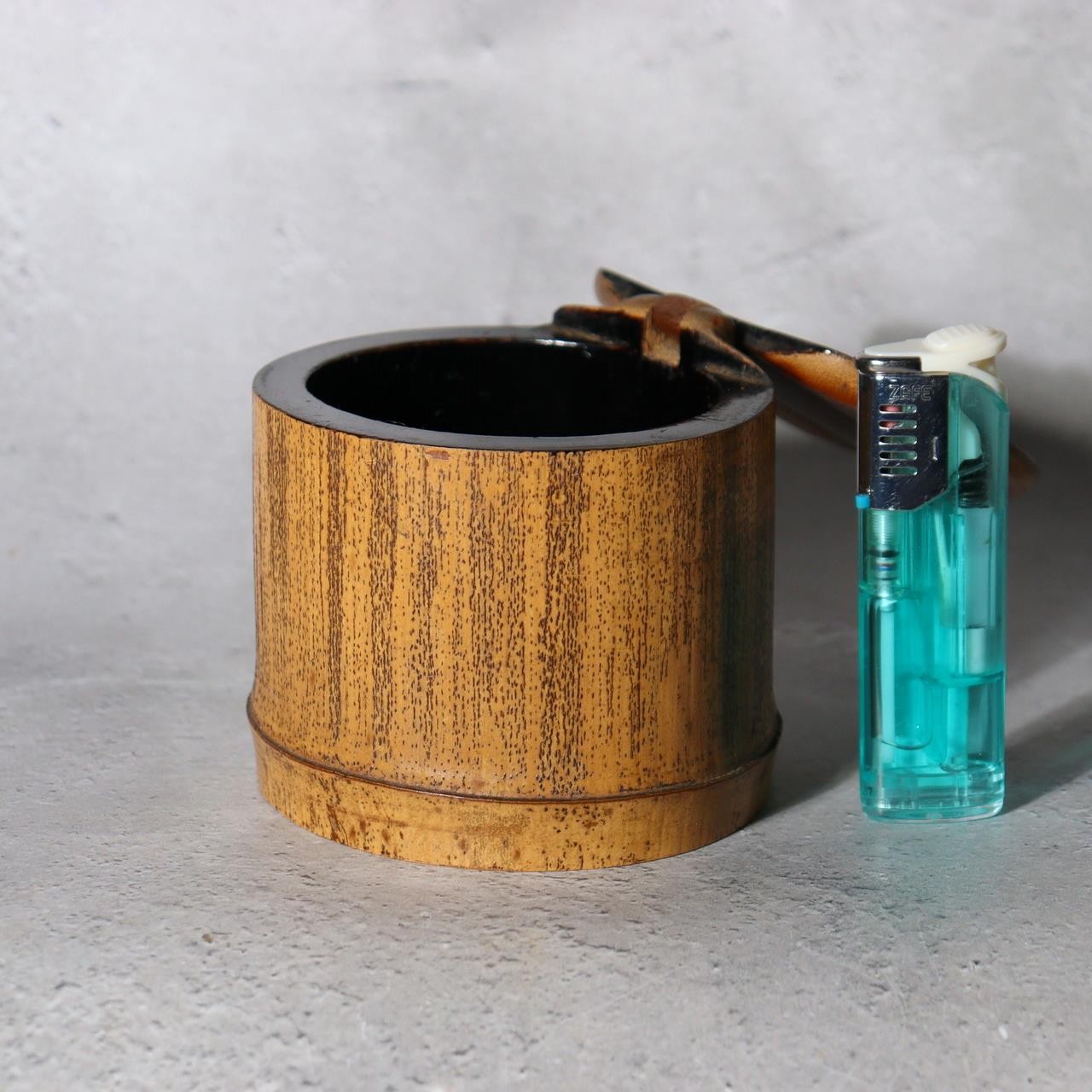 Vintage Japanese Bamboo Lidded Box Hakone Yosegi Chest Lacquer Sake Cup Set3