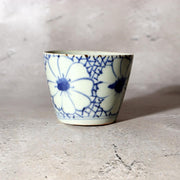 Edo Period Ko-Imari Blue and White Soba Choko Cup Set Net Flower 2pcs Japanese16