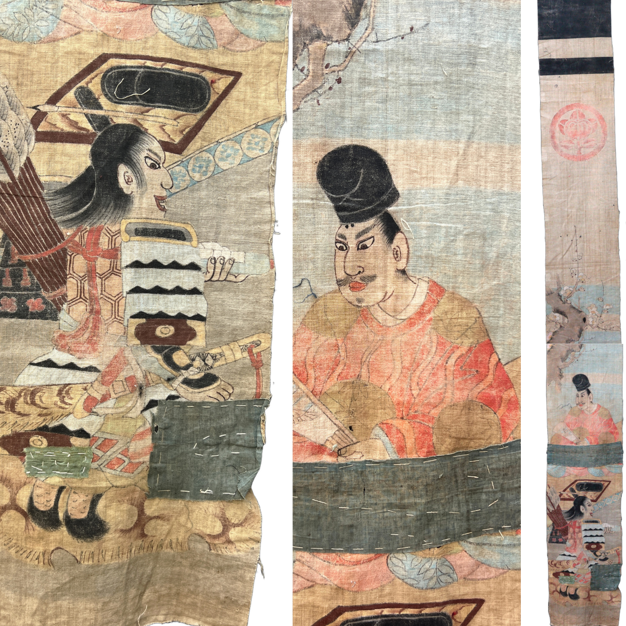 Late Edo Japanese Boro Nobori Flag Samurai Hand Painted Hemp BRKW1730