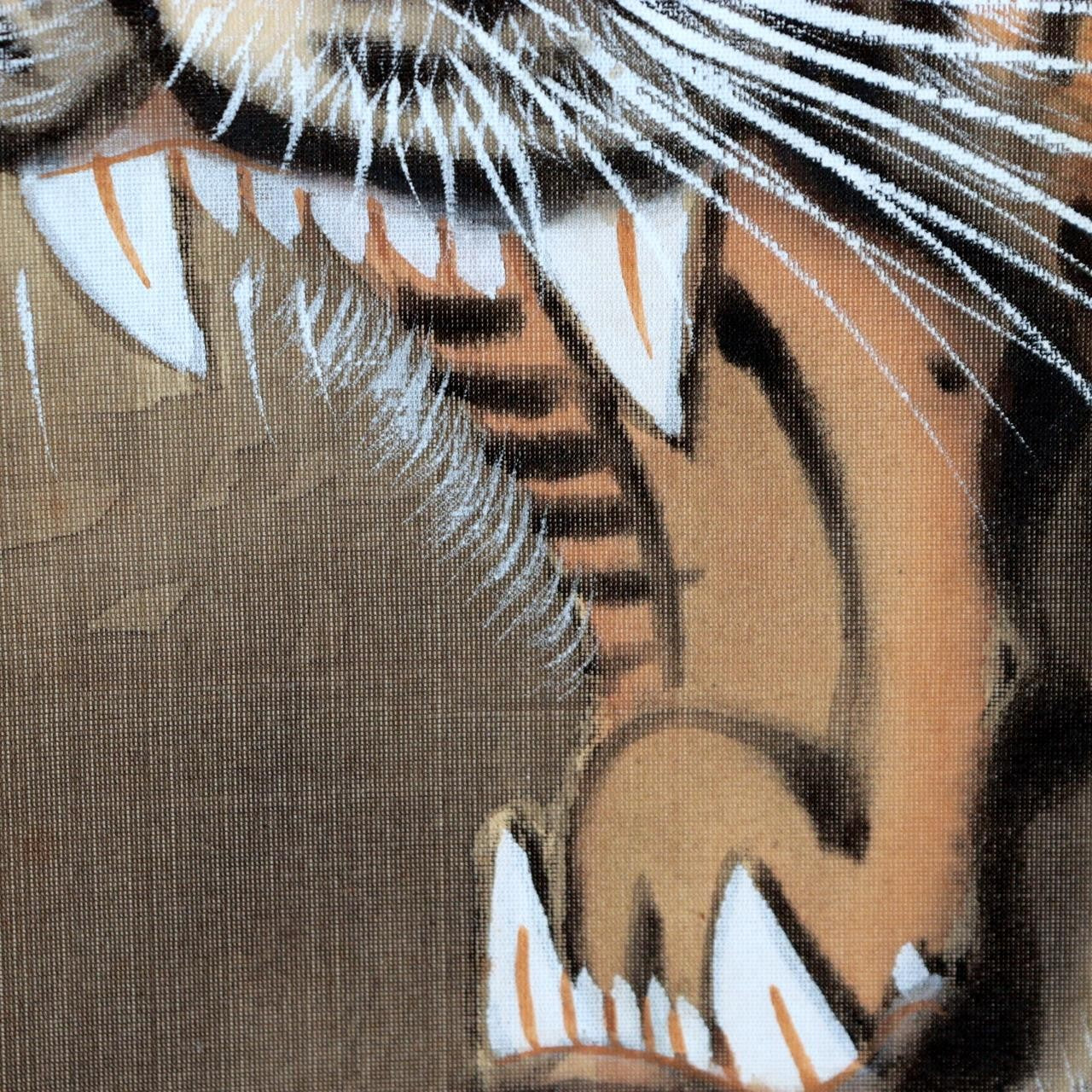 Vintage Japanese Hanging Scroll Kakejiku Roaring Tiger Signed Matsukane ASO4593