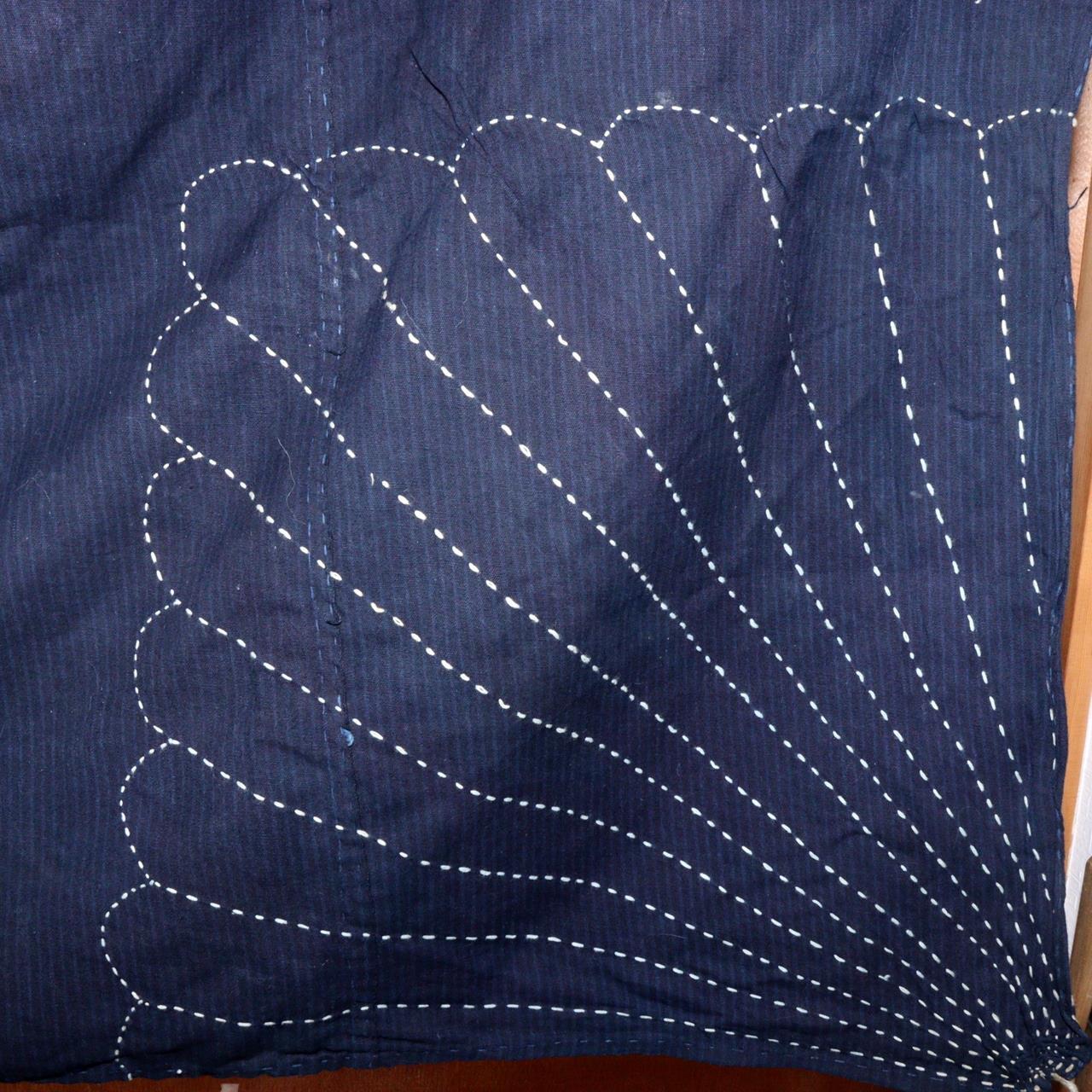 Japanese Fan patterm Vintage Sashiko Fabric Aizome Furoshiki embroidery Boro5