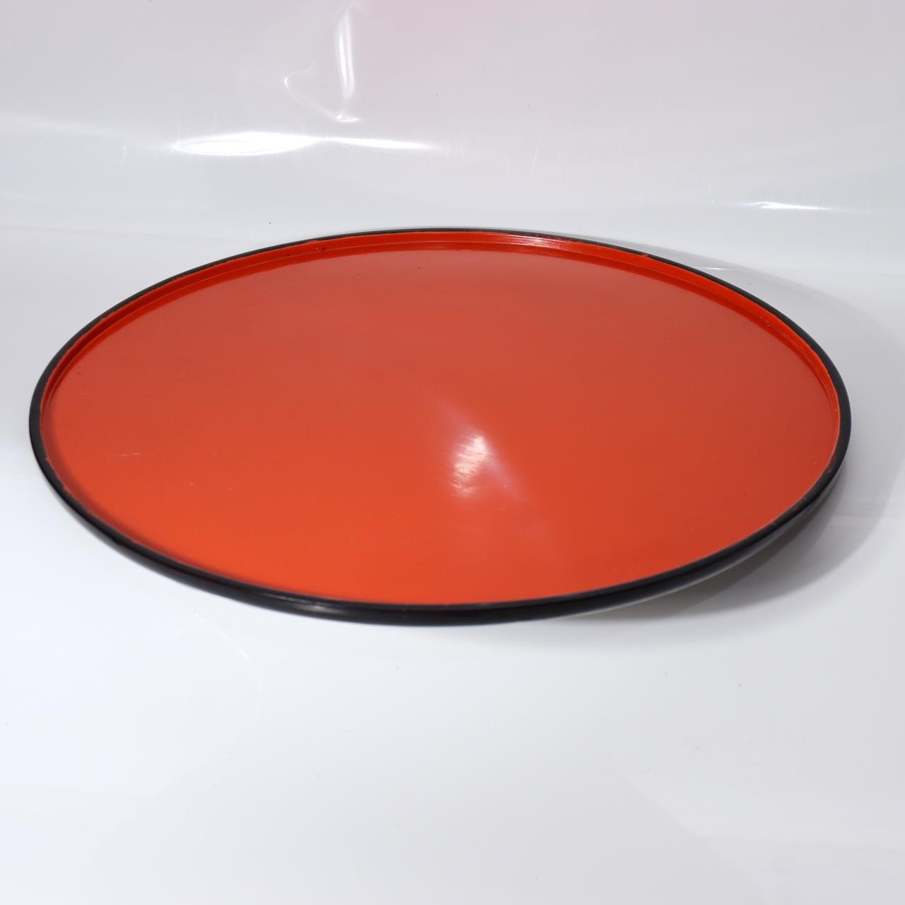 Vintage Aizu Lacquer Round Wooden Serving Tray Plates Red Black Set of 2 Japanes6