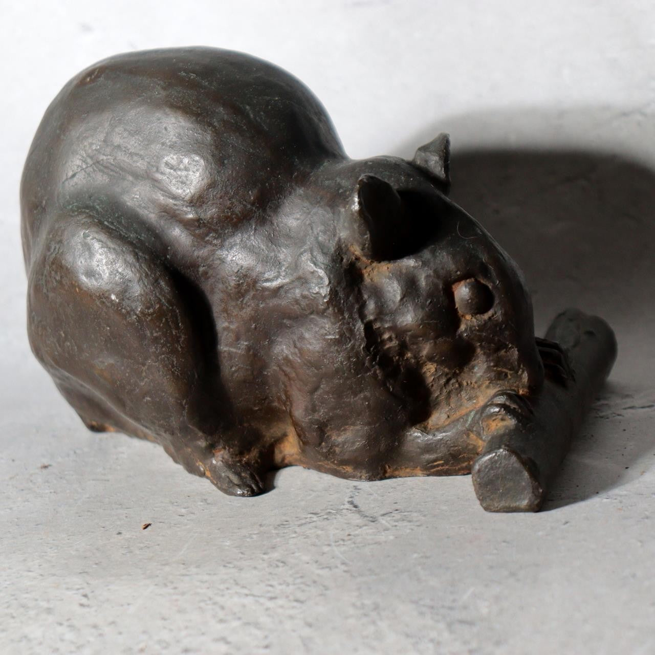 Vintage Japanese Cast Bronze Rat Figurine by Hansan Zodiac Ornament11