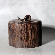 Vintage Japanese Takaoka Cast Bronze Vase Tree Stump Snail Getsuho7