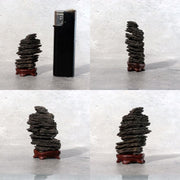 Japanese Miniature Suiseki Viewing Stone Sun-ishi Natural Rosewood Stands9