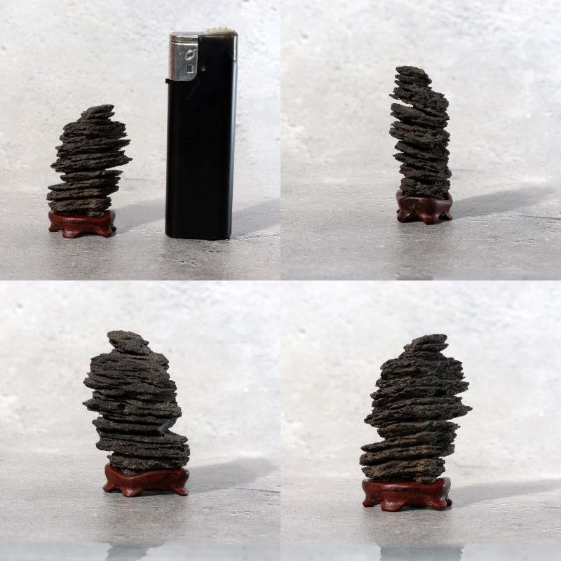 Japanese Miniature Suiseki Viewing Stone Sun-ishi Natural Rosewood Stands9