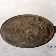 Japanese Antique Bronze Mirror Crane Turtle Pine Tree Tenkaichi Signed 30cm 680g15