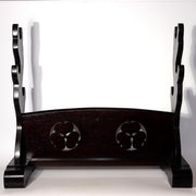 Vintage Japanese Wooden Sword Stand Rack 3 Swords Mitsuba Aoi Kamon SWR3555