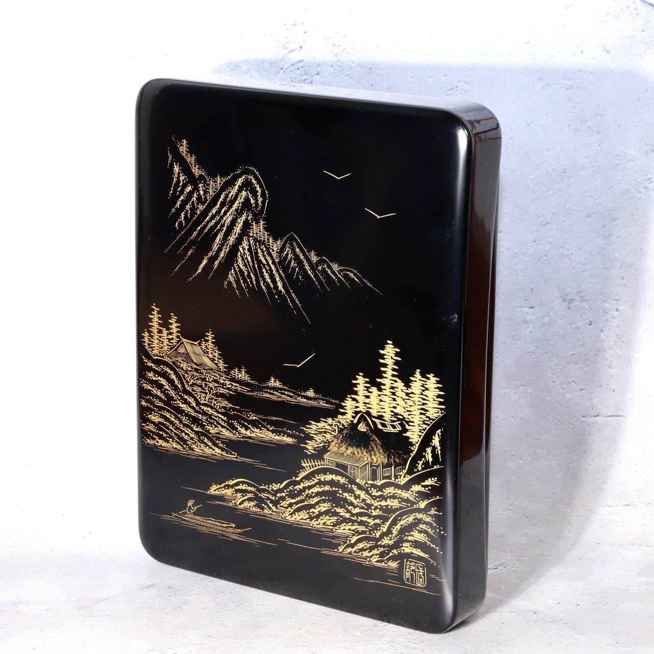 Vintage Wajima Urushi Lacquerware Suzuri Box Traditional Hon-Kataji Japanese1