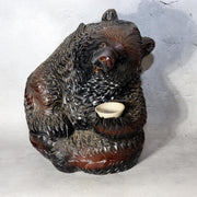 Huge Japanese Ainu Wood Carved Bear - Kibori Kuma holding Sake Cup 4.3kg WO5830