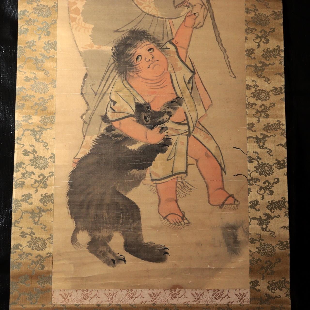 Japanese Hanging Scroll Kakejiku Kintaro Yamauba Bear Hokusai Reproduction1
