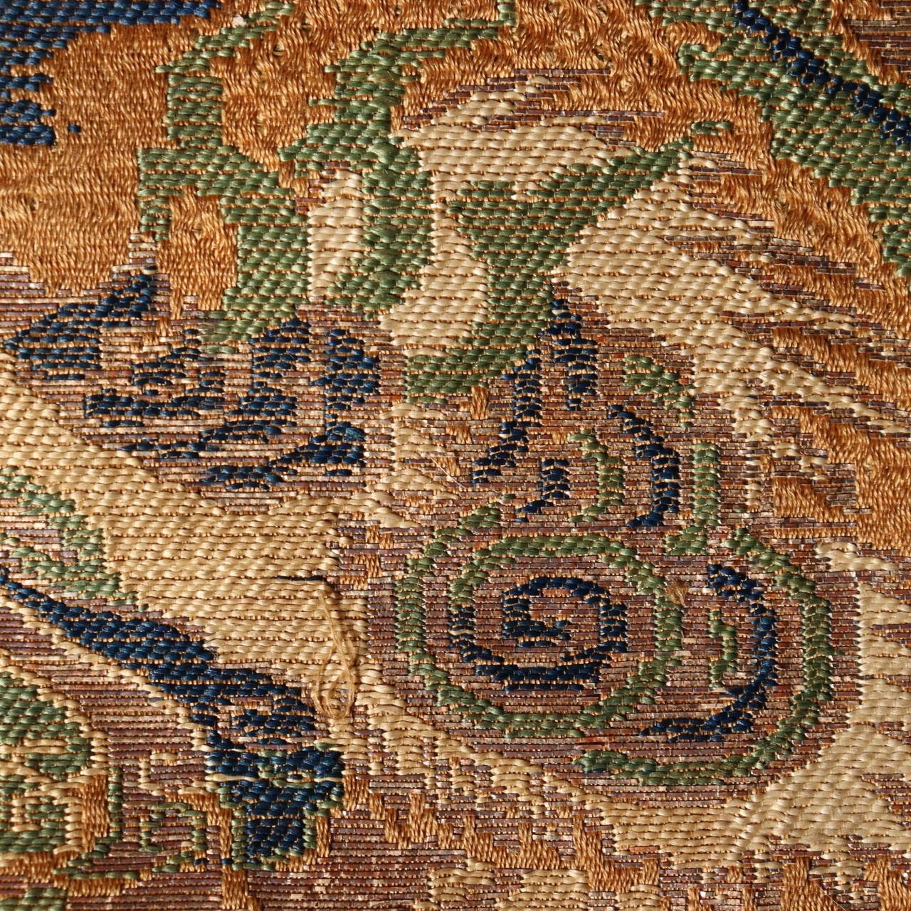 Antique Japanese Buddhist Kinran Brocade Temple Banner Dynamic Dragon Motif14