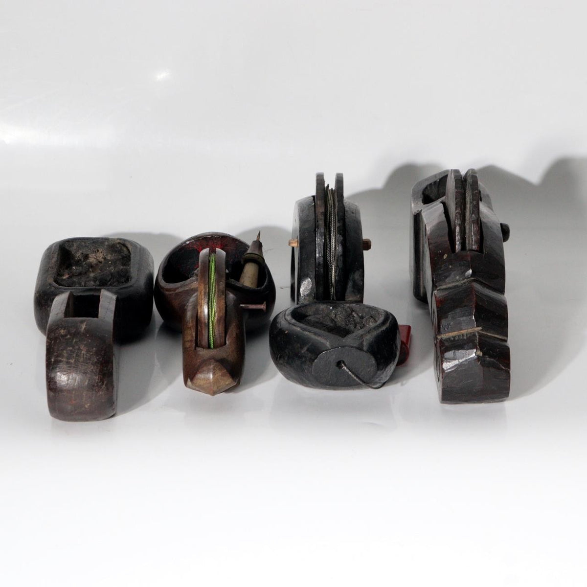 Vintage Japanese Wooden Sumitsubo Set of 4 Signed Tsubosei Sanjo Carpenter Tools3