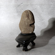 Japanese Hokkaido Daruma Suiseki Viewing Stone with Wooden Daiza Base4