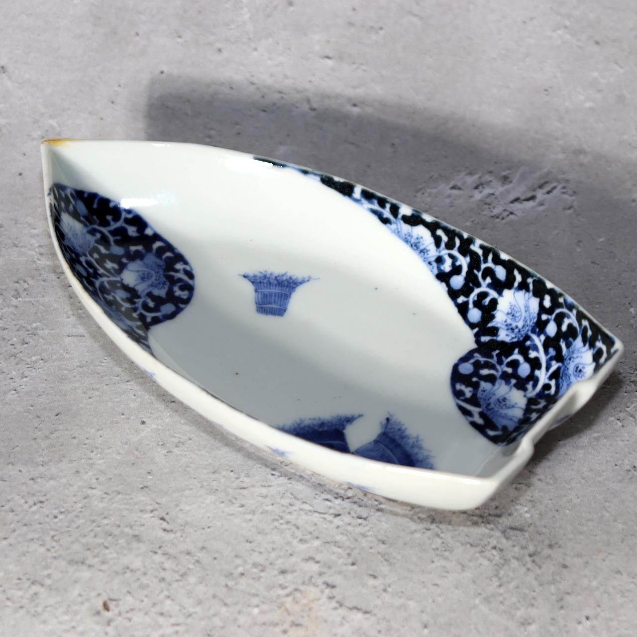 Antique Japanese Hirado Ware Porcelain Dish - Sometsuke Bakumatsu 17cm IP1358