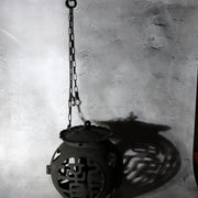 Japanese Vintage Bronze Spherical Hanging Lantern Openwork with Chain BOSa584