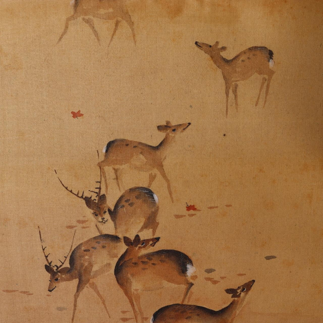 Masterpiece Antique Japanese Scroll Painting Mori Kansai  Deer in Autumn Nar6