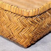Japanese Vintage Bamboo Basket Box Lidded Storage Organizer Woven Rustic BVO6820
