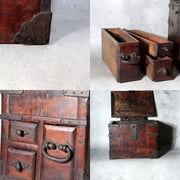 Antique Japanese Kake-Suzuri Keyaki Wood Calligraphy Writing Box Iron Hardware8
