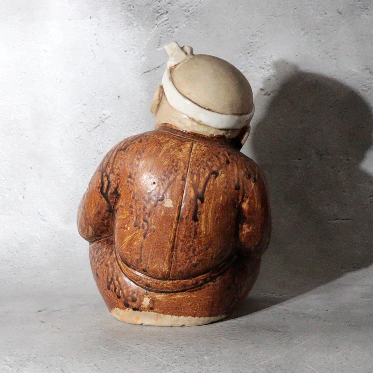 Vintage Japanese Shigaraki Ware Ceramic Figurine Hyottoko Sake Drinker PCP3102