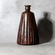 Antique Edo Tanba Ware Shinogi Ribbed Stoneware Flower Vase Bakumatsu Japan13