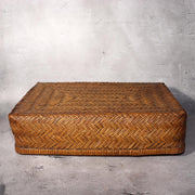 Japanese Vintage Bamboo Basket Box Lidded Storage Organizer Woven Rustic BVO683