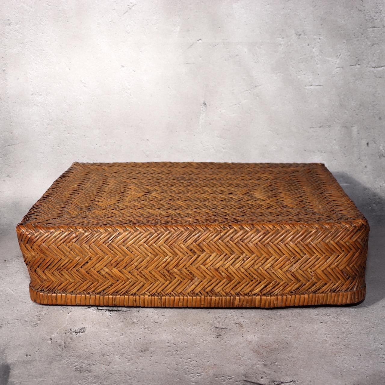 Japanese Vintage Bamboo Basket Box Lidded Storage Organizer Woven Rustic BVO683
