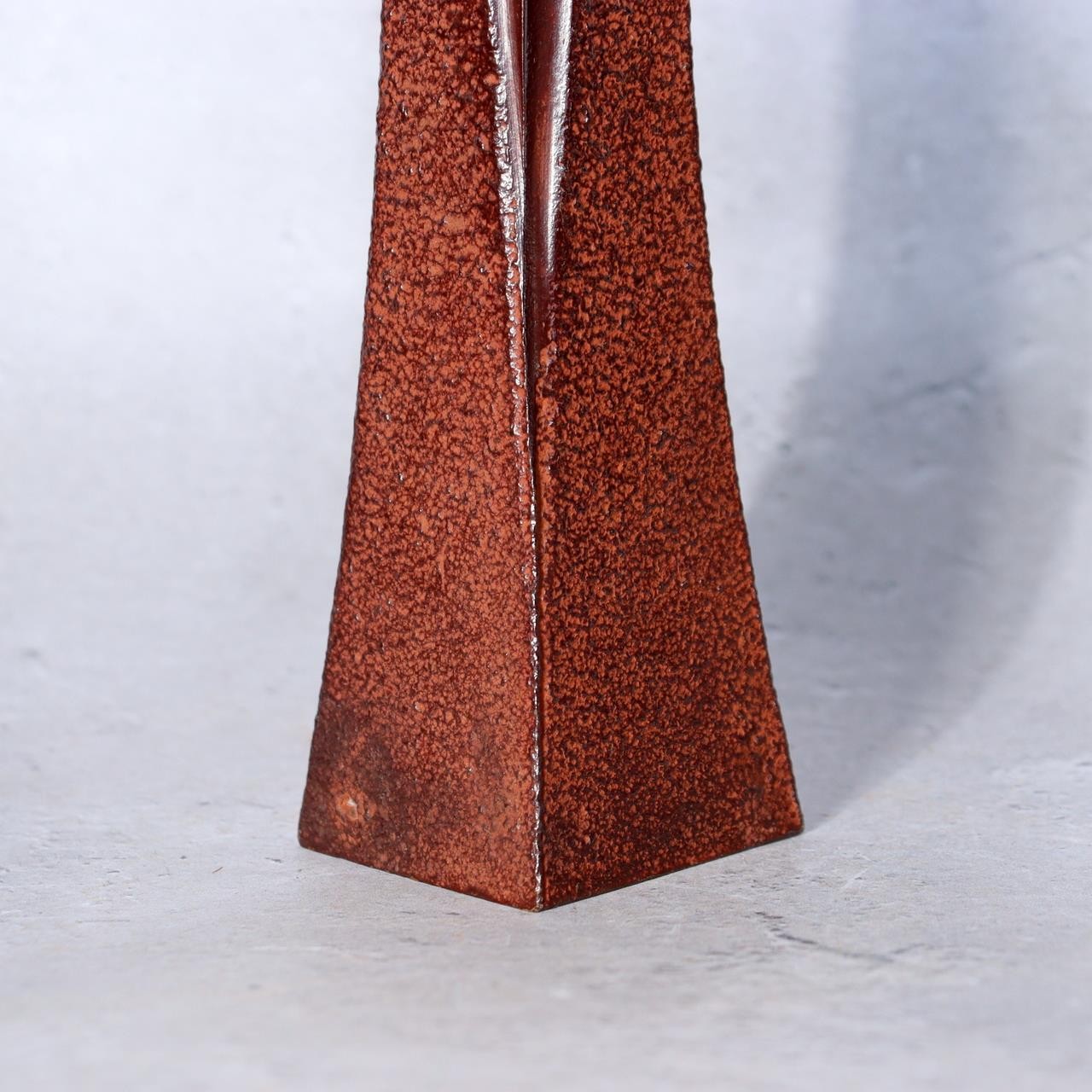 Japanese Bronze Twisted Vase Geometric Square Column Heavy Studio Ikebana Vessel6