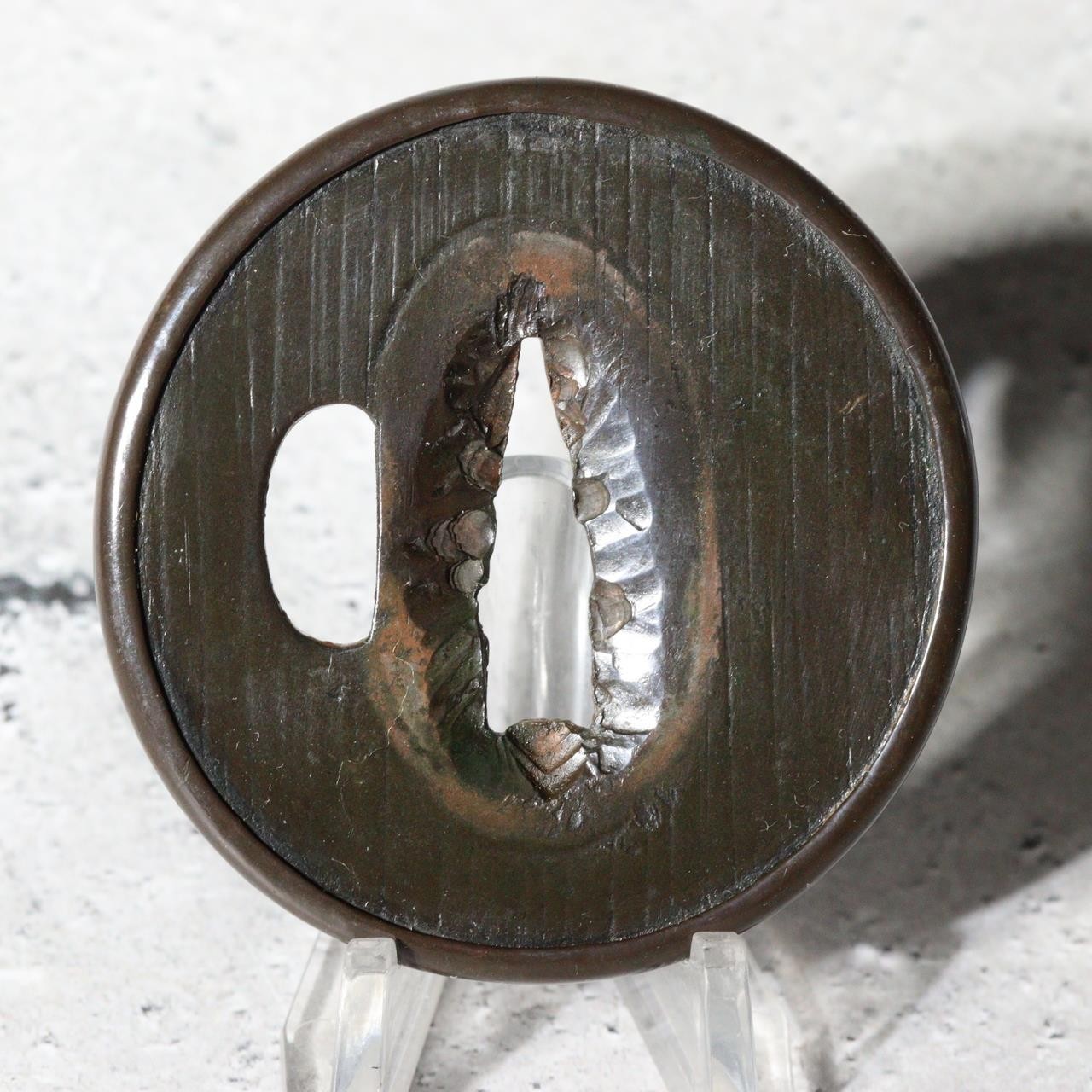 Antique Japanese Samurai Sword Guard Tsuba Fukurin Rim Ko-Kinko Style STO888
