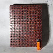 Vintage Japanese Bamboo Woven Rectangular Box Two-Tone Basketry8
