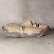 Japanese Antique Wooden Mask Female Woman Noh Kagura Style & Brocade Bag MSK52619