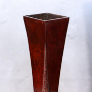 Japanese Bronze Twisted Vase Geometric Square Column Heavy Studio Ikebana Vessel13