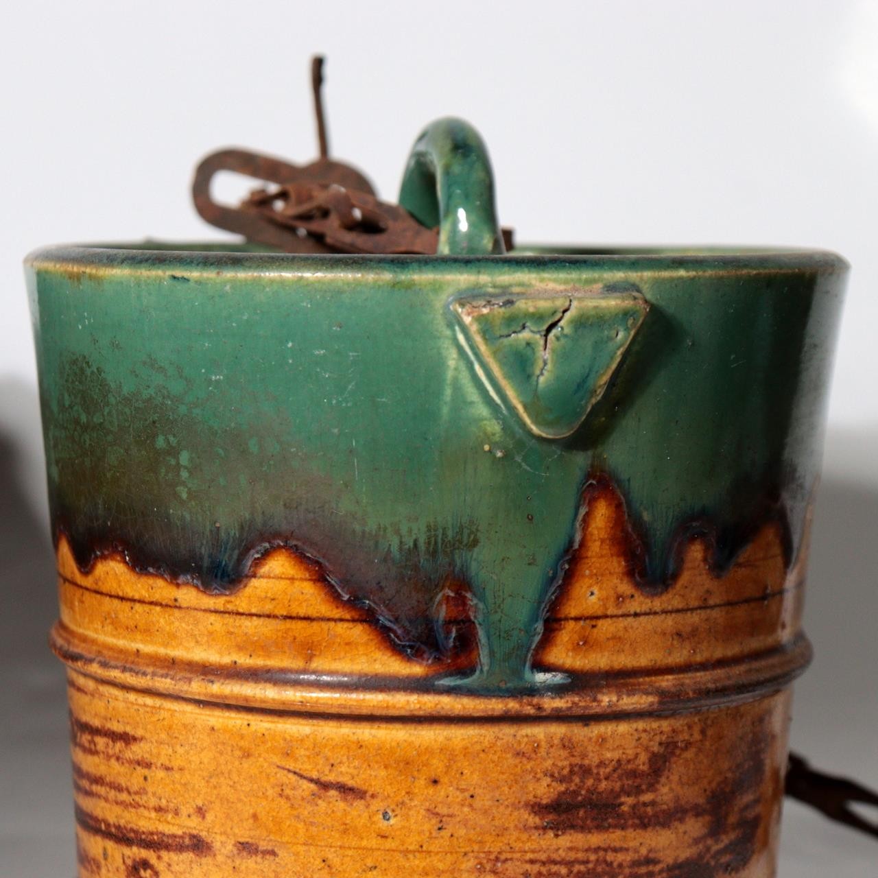 Antique Japanese Mino Oribe Ceramic Well Pulley & Tsurube Buckets SCBP4717