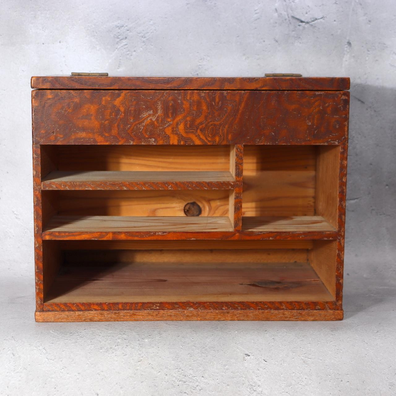 Vintage Japanese Haribako Sewing Box - Burl Wood Grain Showa Retro Multi-Drawer9