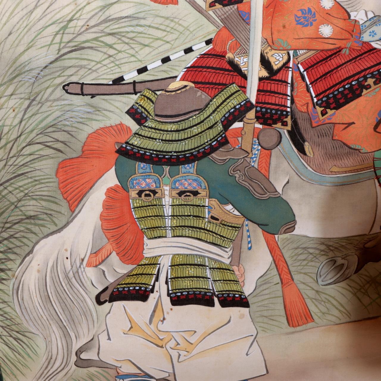 Antique Japanese Hand Painted Silk Kakemono Hanging Scroll Samurai Warrior17