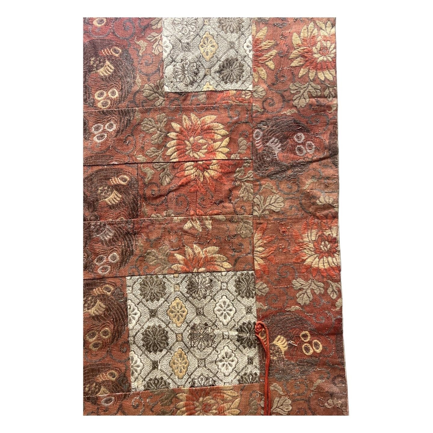 Antique 19th 20th C. Japanese Kinran Brocade Buddhist Temple Banner Phoenix16